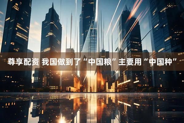 尊享配资 我国做到了“中国粮”主要用“中国种”