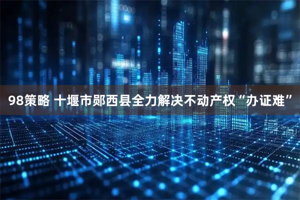 98策略 十堰市郧西县全力解决不动产权“办证难”